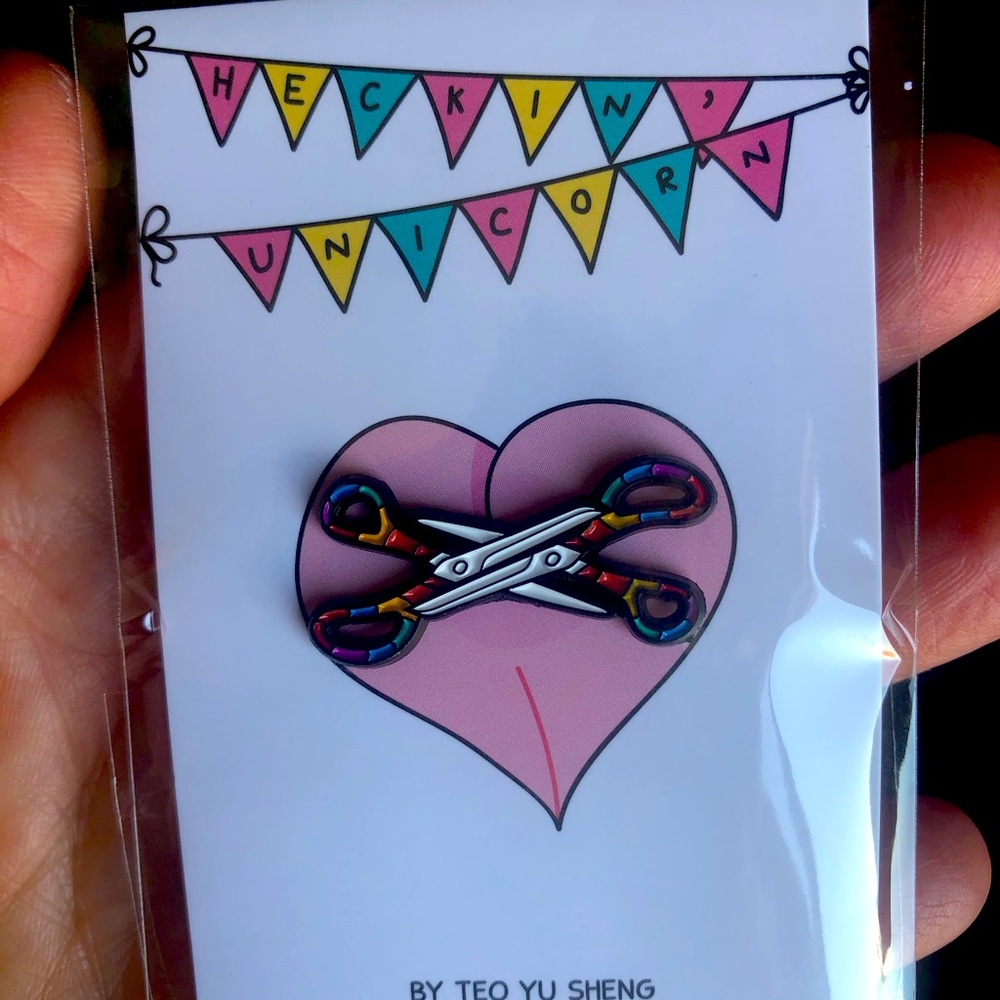 Heckin’ Unicorn Scissors Pin